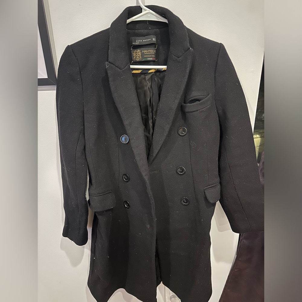 Zara black women’s pea coat.